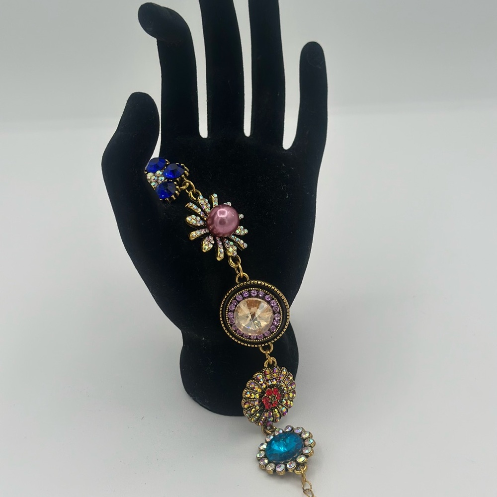 Elegant Gold-Tone Multicolor Gem Bracelet